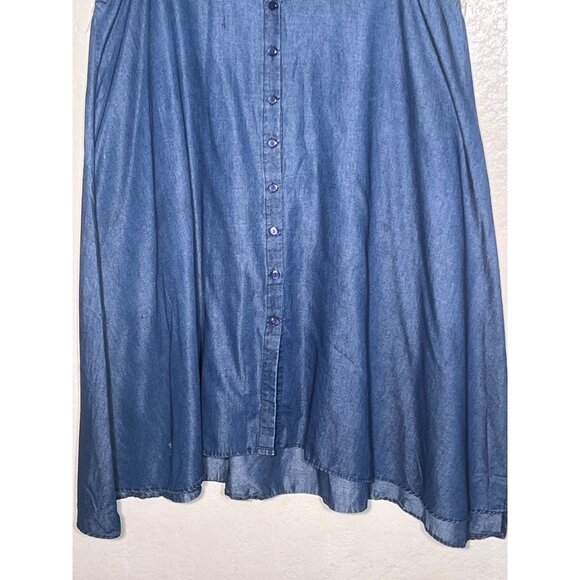 Mie Gabriele 1X Sleeveless Denim Tunic ShirtDress Button Front Closure Y2K - Picture 8 of 16